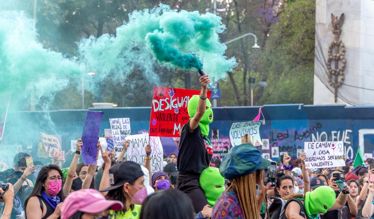 A group of women protest for the numerous feminicides in Mexico. © artcgix / Shutterstock ID:2133578879 