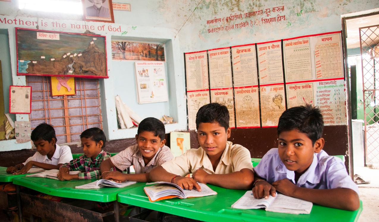 Boys learning in the classroom in a rural school in Alangaon, Maharashtra, India ©CRS PHOTO | Shutterstock ID: 1110243875