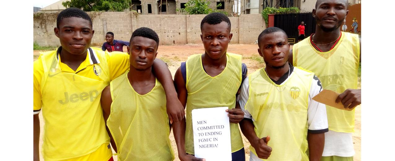 The five-a-side team from Atako community confirm their commitment to ending FGM/C in Nigeria.  © Society for the Improvement of Rural People (SIRP)