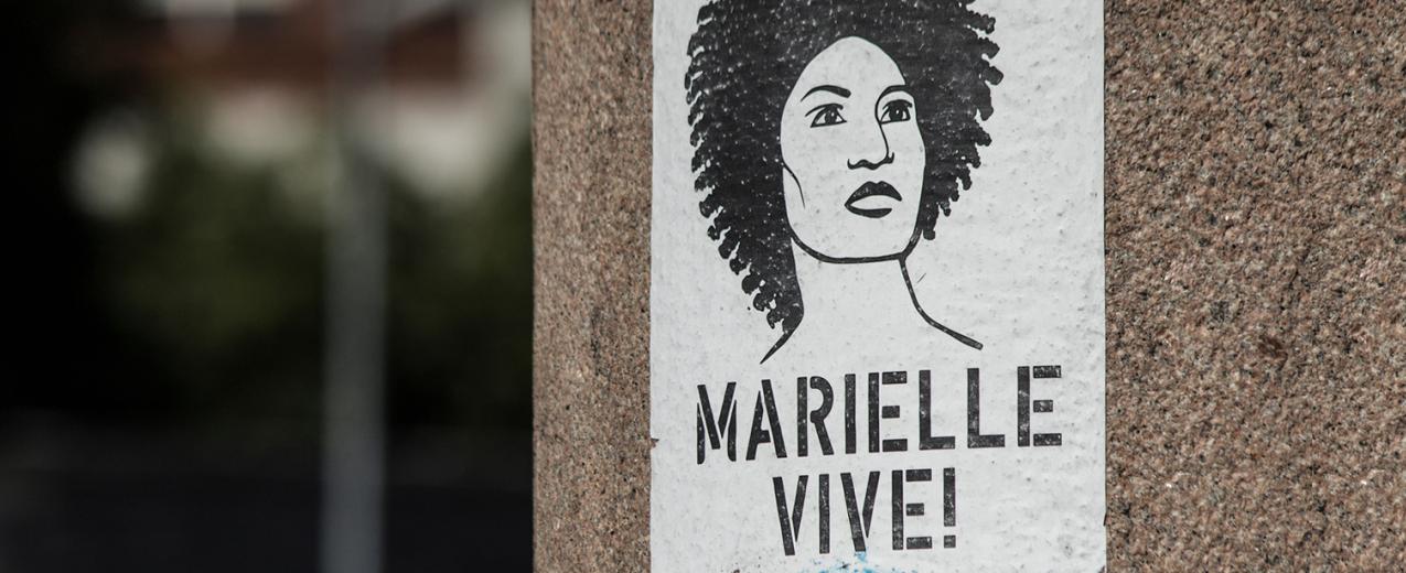 A poster of Brazilian politician, feminist, and human rights activist, Marielle Franco, who was Murdered in Rio de Janeiro in 2018. ©Matheus Obst/Shutterstock