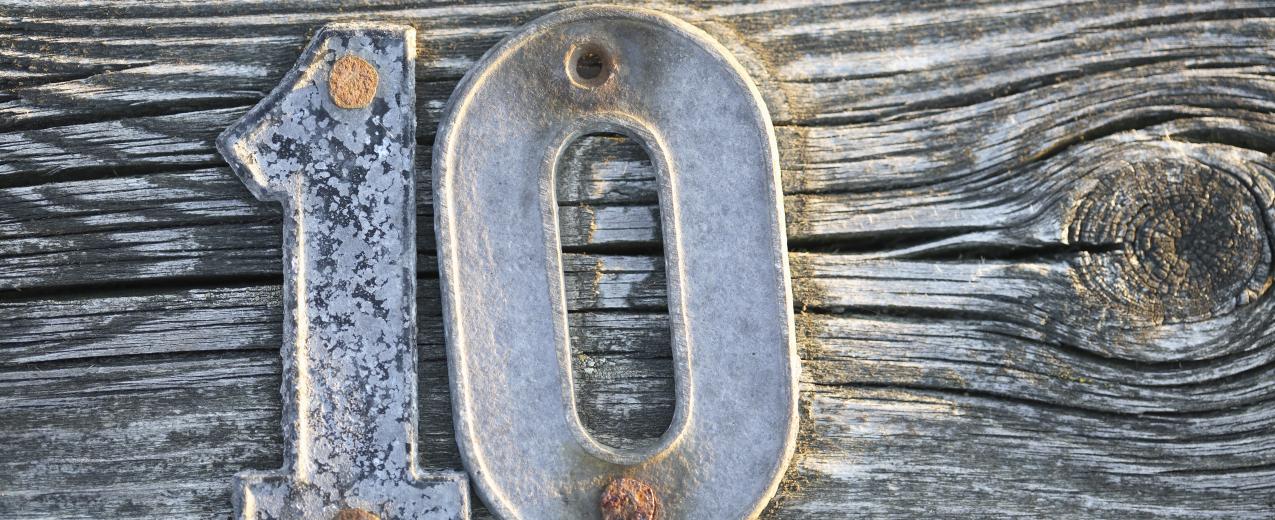 Number ten on a jetty. BMJ/Shutterstock ID: 111378512