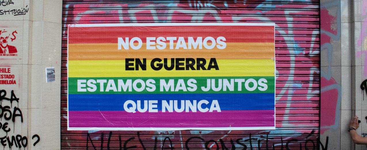 'We are not at war, we are more united than ever' - sign in response to Chile's then President stating the country was at war over gender. © Ignacio Bustamante