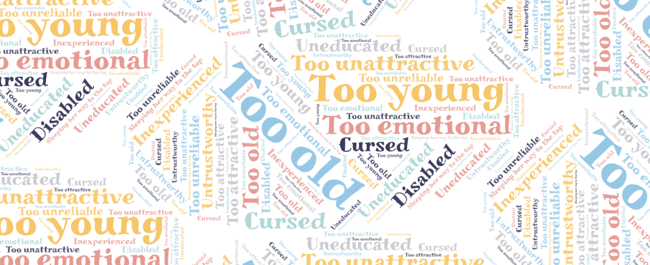 Word cloud of derogatory phrases used to describe female leaders 