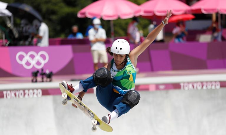 A female skateboarder at Toyko 2020 Olympic Games. © A.RICARDO | Shutterstock ID: 2019097265