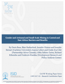 Gender and Artisanal and Small-Scale Mining in Central and East Africa: Barriers and Benefits