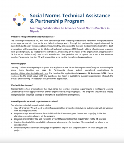 Application for Social Norms Technical Assistance & Partnership Program 