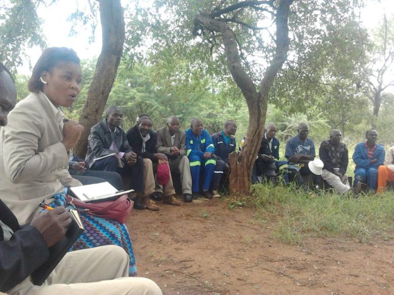 Female Chief, Nonhlanhla Ndube, conducting a traditional meeting. © Sally Nyakanyanga, 2018.