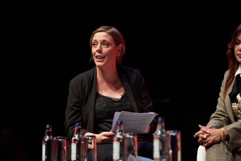 At the UK Labour Party Conference, Minister for Domestic Violence, Jess Phillips speaking in a group session about sexual assault. © Martin Suker | Shutterstock ID: 2374510725.