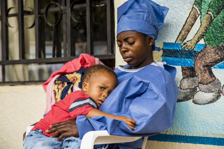 Portrait of Kasomo Kavira, a caregiver at the Ebola Treatment Centre in Democratic Republic of Congo. ©World Bank/Vincent Tremeau